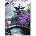 PICKFORU Plum Blossom Dreamscape Puzzles for Adults 1000 Pieces, Vintage Flower Tree Scenery Puzzles, Impossible Unique Lake Park Theme as Home Decor
