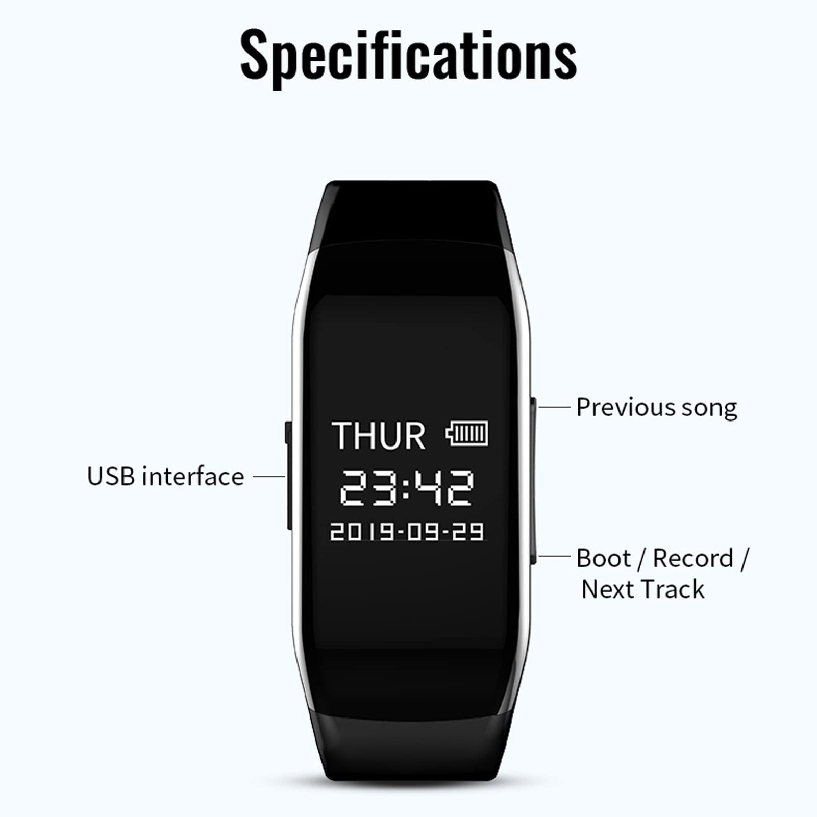Aiktiergerät Armband, Aufnahmegerät Uhr Klein Abhörgerät AI Smart Voice Recorder mit Rauschunterdrückung, für Aufzeichnung Vorlesung Kurse Konferenzen (32G)