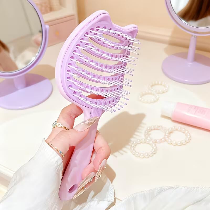 Detangling Hair Brush with Removable Base for Easy Cleaning, Anti-Static Paddle Brush for Thick, Curly & Wet Hair, Scalp Massage Bristles, Professional Salon Quality (Purple)-picture-33