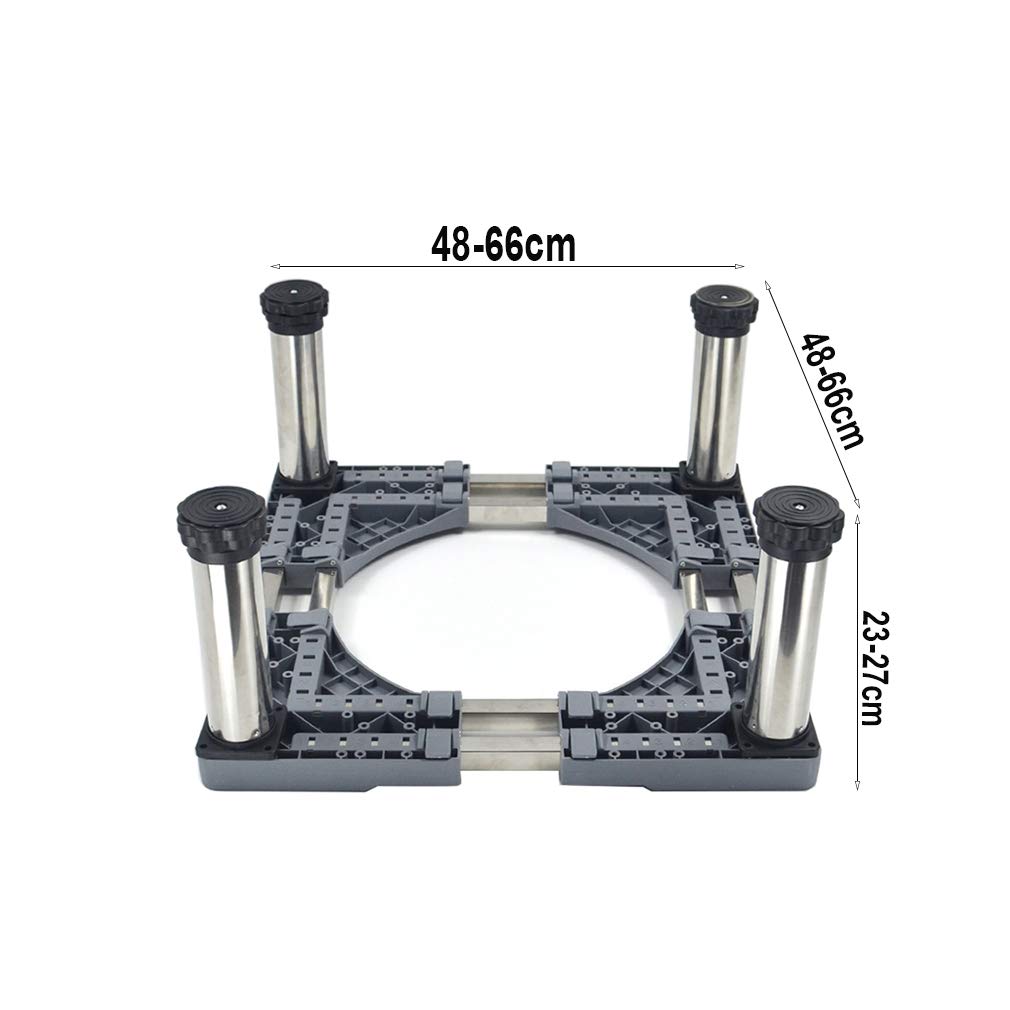 Base multifuncional con patas elevadas de 4/8/12 Base para lavadora Secadora y refrigerador a prueba de humedad Bandejas para el piso Silencio antivibración Longitud/ancho 48-66 cm Bandejas para ref