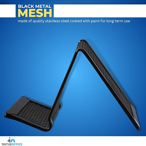 Miniatura 4 de 1InTheOffice Soporte para tarjetas de visita, soporte para tarjetas de visita, tarjetero para escritorio, malla, negro, 1 compartimento, paquete de 2