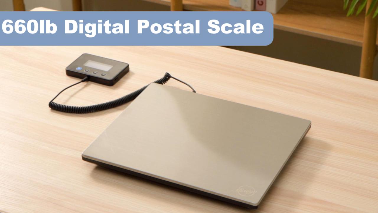 Image of Miseyo 660lbs Digital Shipping Scale - 0.7oz High Accurate Stainless Steel Postal Scale for Packages, Luggage, Small Business, Warehouse, Battery & Charging Cable Included