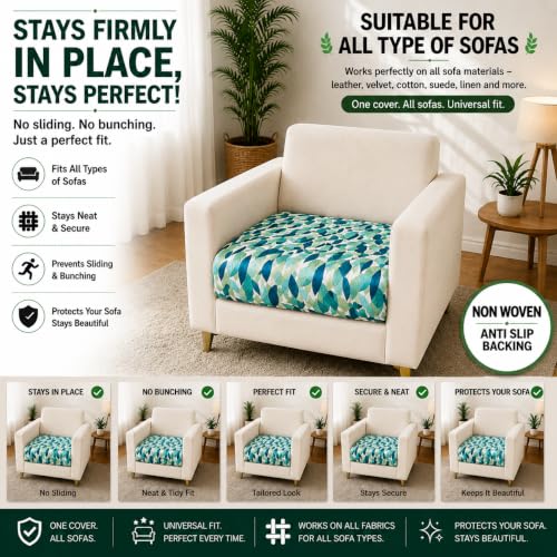 Image of Homerz Premium Printed Quilted Velvet Sofa Slip Cover Protector with Tassels, Sofa Mat, Exact Size, Antislip Cover (Grey Abstract, 1 Seater, Half)