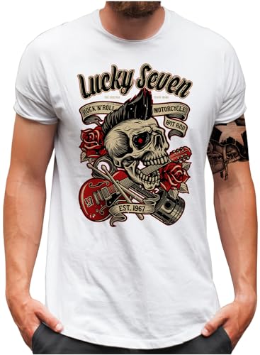 T-shirt homme Rockabilly Skull Americana 50s Rock n Roll L7 grande taille
