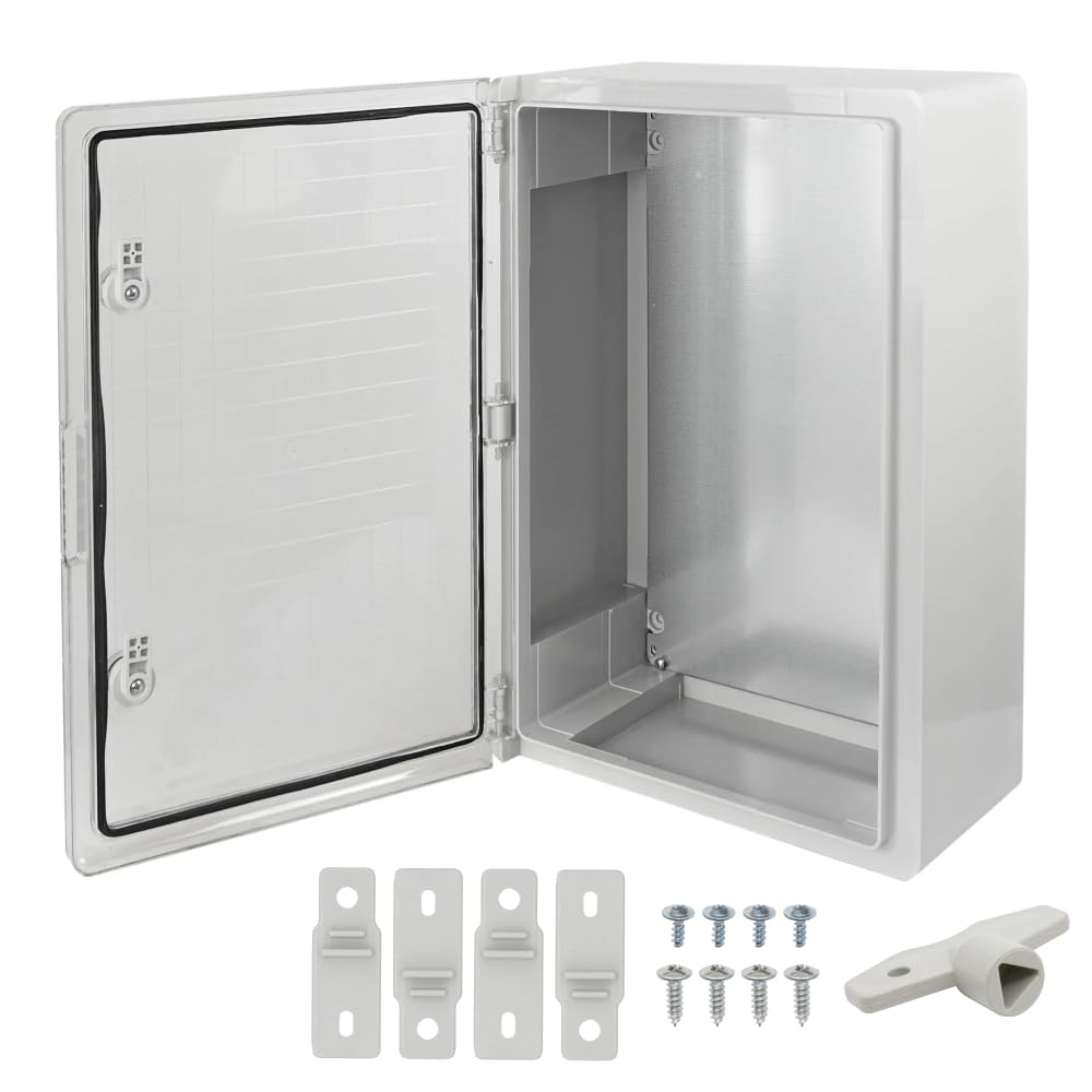 Schrank mit Montageplatte verzinkt, leerer Schaltschrank Leergehäuse Elektroschrank ABS Kunststoff 350x500x190 Schutz IP65 grau