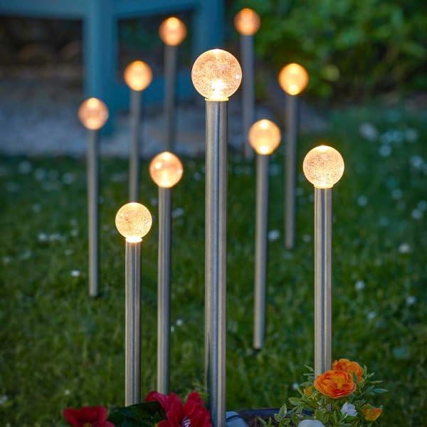 Garden Greatness 10 Pack Glowball Solar Stake Lights, Bright Garden Stake Lights