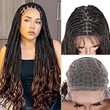 Quick Wig Full Lace Braided Wig with Baby Hair French Curly Braiding Hair for Black Women Loose Wavy Braids Wig French Curls Synthetic Hair Double Lace Frontal Braid Wig (1B/30#)