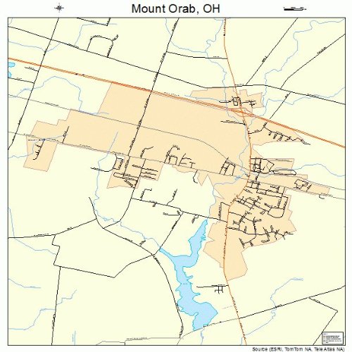 Large Street & Road Map of Mount Orab, Ohio OH Printed poster size