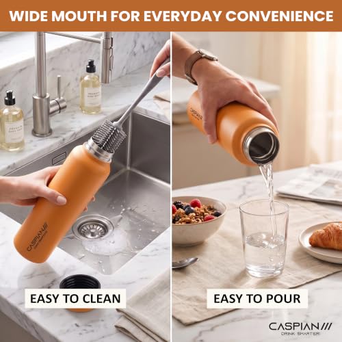 Image of CASPIAN / / / Astra Stainless Steel Water Bottle 1 litre (1000 ml) | Single Wall, Leakproof & BPA-Free | Reusable Metal Bottle for Fridge, Home, Office, Gym, School & Travel, Tangerine, Pack of 1