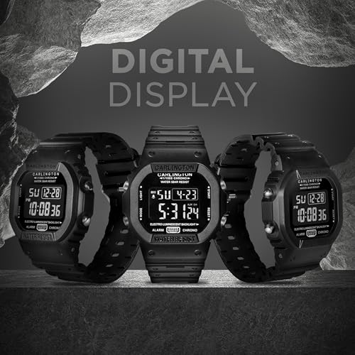 Image of Carlington Digital Sports Watch Dual Time, Alarm, Calendar, Stopwatch, Water-Resistant, Shock-Resistant, Back Light Display. The Perfect Watch for Men - CT 1801
