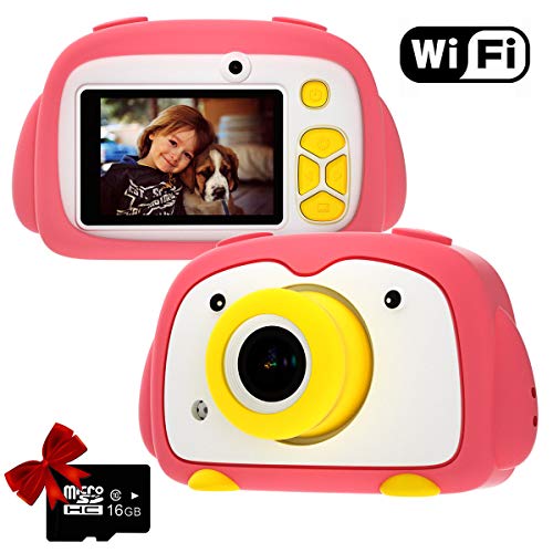 Kids Camera PANNOVO WiFi Digital Cam for Girls Rechargeable Video Recorder Cartoon Shockproof