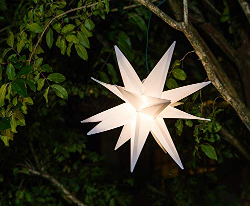 Elf Logic 12" Led Bright White Moravian Star Tree Topper. Beautiful, Easy To Assemble 3D Lighted Christmas Star Tree Topper Or Hanging Porch Light (12 Inch Folding, Led) #TOP2
