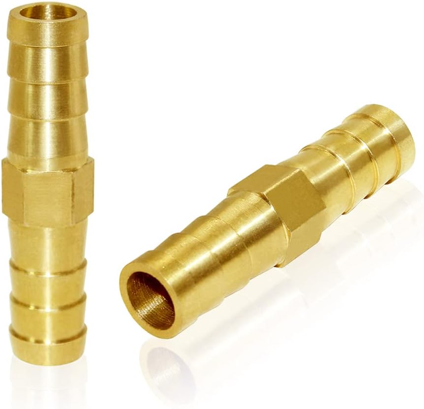 Joywayus Hose Barb Fitting 1/2" Hose ID,Hex Union Brass Fitting Water/Fuel/Air (Pack of 5)