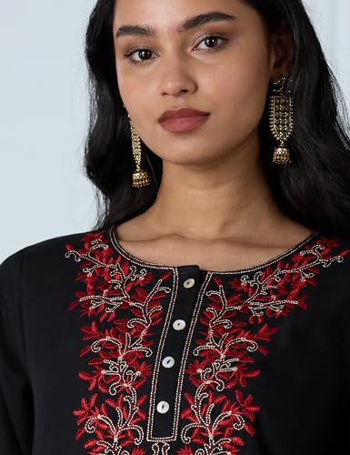 Image of Amazon Brand - Myx Women Embroidered Straight Fit Kurta (Available in Plus Sizes)