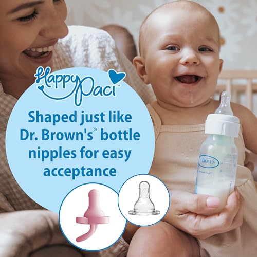 Image of Dr. Brown's HappyPaci Silicone Pacifier, Pink and White, 0-6m, 4-Pack