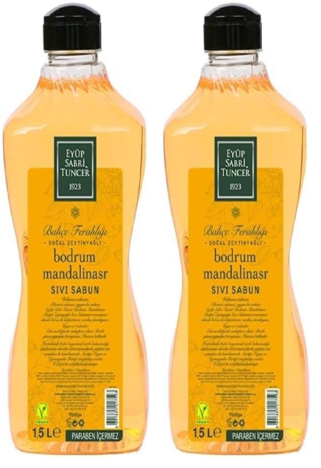 Eyüp Sabri Tuncer Doğal Zeytinyağlı Sıvı Sabun, Bodrum Mandalinası, 1,5 L Pet Şişe (1 x 1500 ml) (2 paketi)