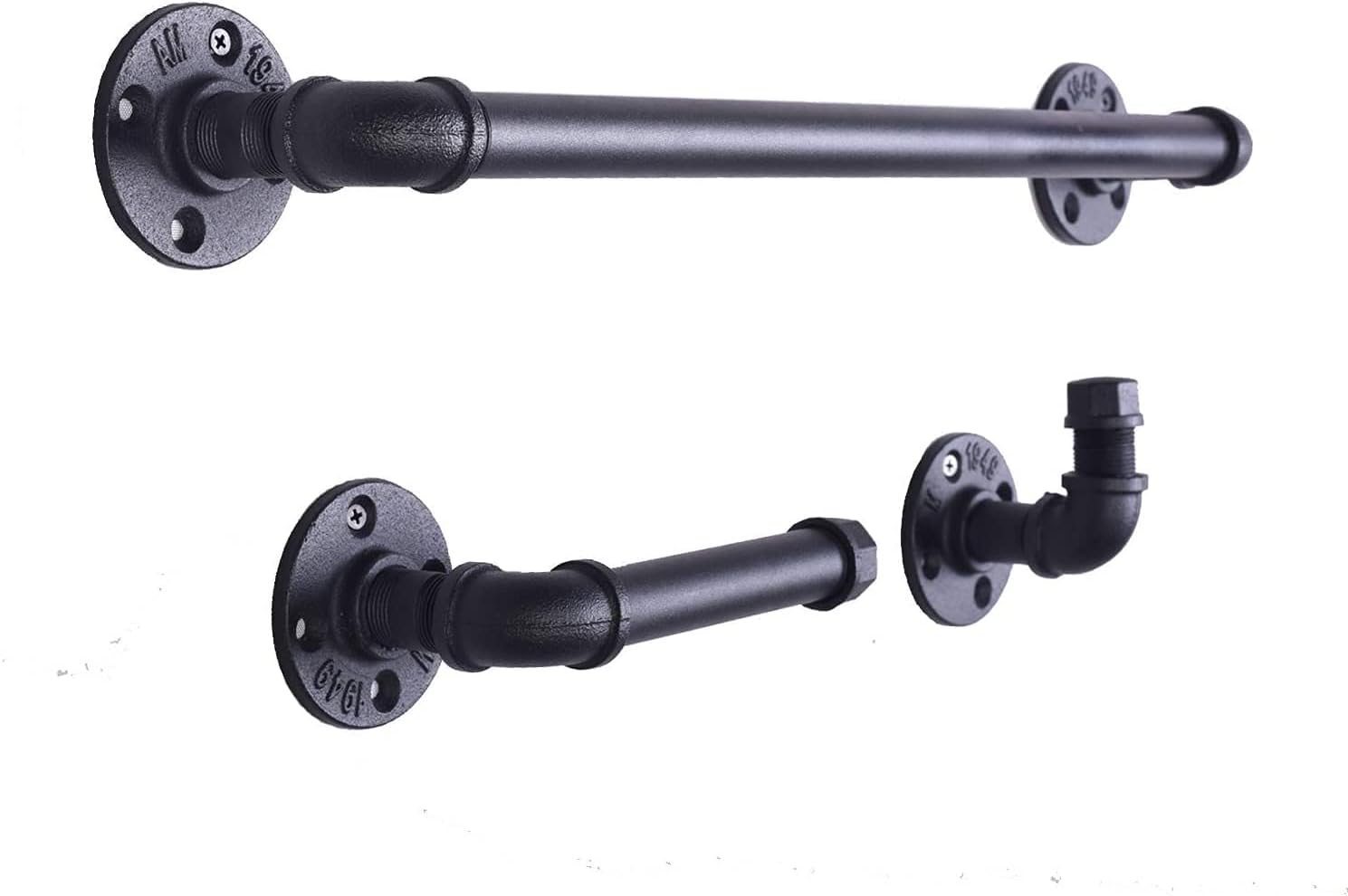 Industrial 3 Pieces Pipe Kit Includes 18" Towel Rack Robe Hook and Toilet Paper Holder Rustic Bathroom Hardware Set Farmhouse Wall Mounted Towel Bar Accessories for Bathroom