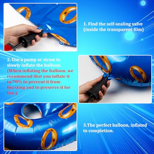 Image of Number 40 Inch Blue and Gold Ring Balloon Birthday Number Decoration Aluminum Film Balloon Suitable for Boys and Girls Blue Theme Party Cartoon Party Decoration Supplies (2)