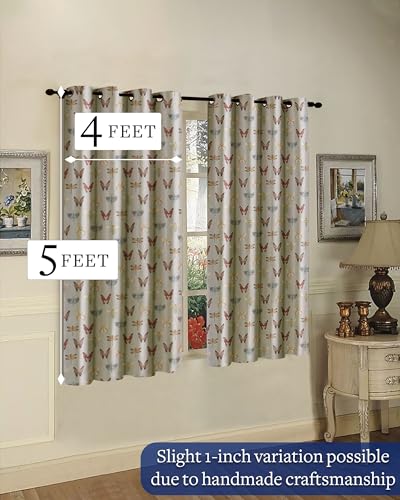 Image of Cloth Fusion Printed 100% Blackout Window Curtains 5 Feet Long Set of 2