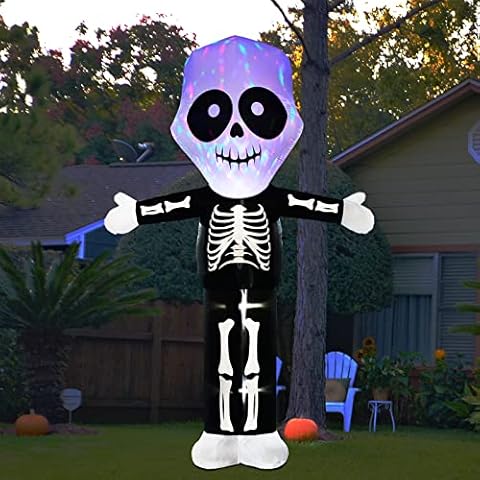 10 Ft Halloween Inflatables Ghost Skeleton Decorations with Colorful Skull Head for Indoor Outdoor Lawn Yard Home Halloween Decoration Cover