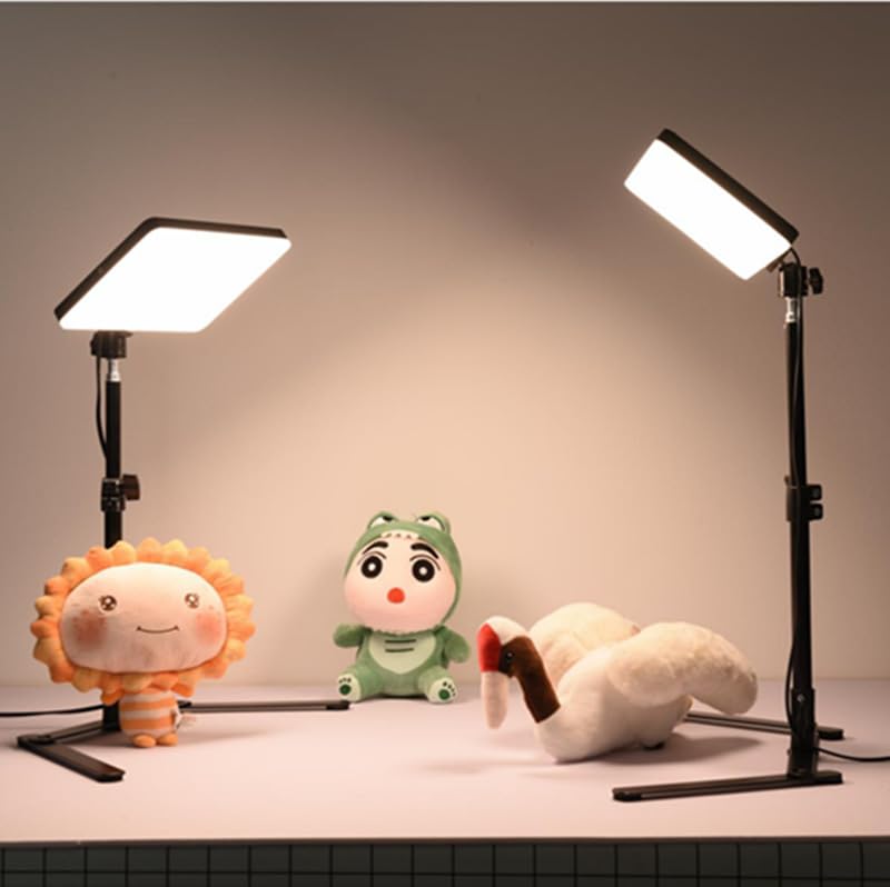 Image of GIFTMAX LED Video Light Panel, 11 Inch, 3200K-6000K Adjustable with Remote Control, Adjustable Height Desk Tripod, for Photography, Live Streaming Camera Light with Desk Tripod CM01