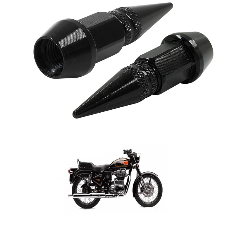 lovmoto universal spiked valve caps,aluminum alloy dustproof and waterproof tire valve stem caps, suitable for cars, trucks and motorcycles (2pcs black) comfortable with roy-al 500