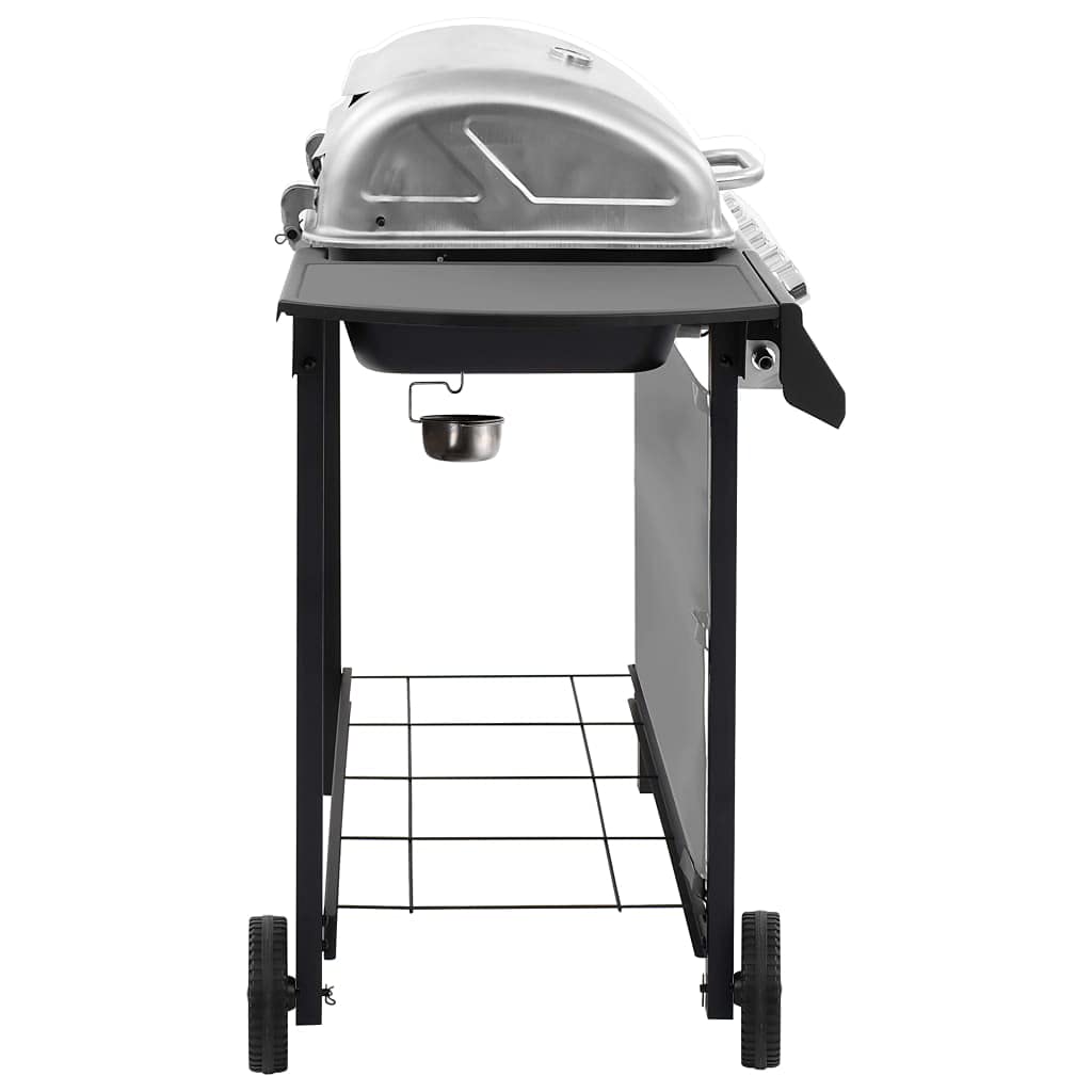 vidaXL Barbecue à gaz avec 6 brûleurs, élégant et fonctionnel, roulettes robustes pour jardin, cuisine en plein air, barbecue noir et argent
