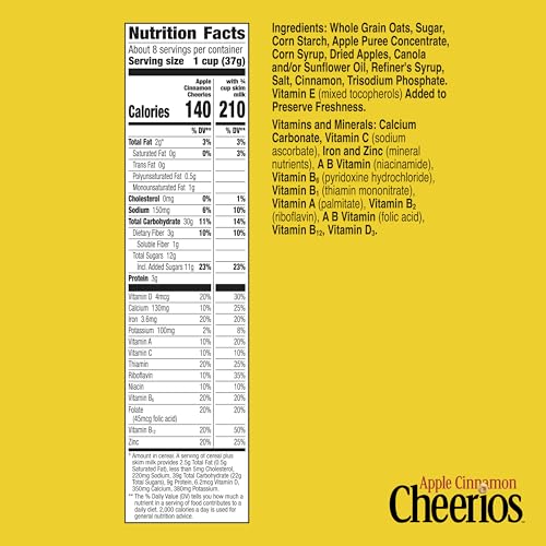 Image of Apple Cinnamon Cheerios, Heart Healthy Gluten Free Cereal, Made with Whole Grain Oats, 11 oz