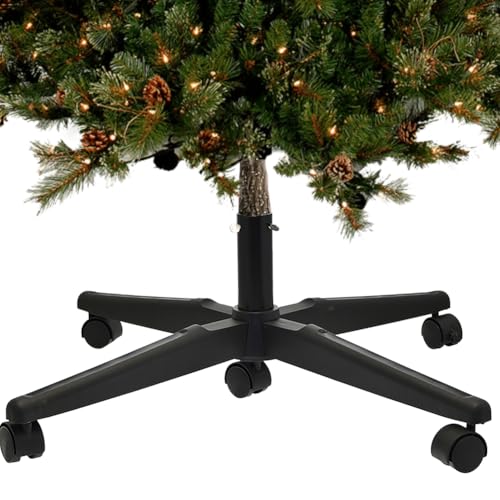 BAKAJI Base Albero di Natale in Plastica con Ruote, Supporto Versatile Regolabile Nero con Rotelle Piroettanti con Blocco e Attacco Universale, Resistente ed Ergonomico 69 x 22 x 50 cm