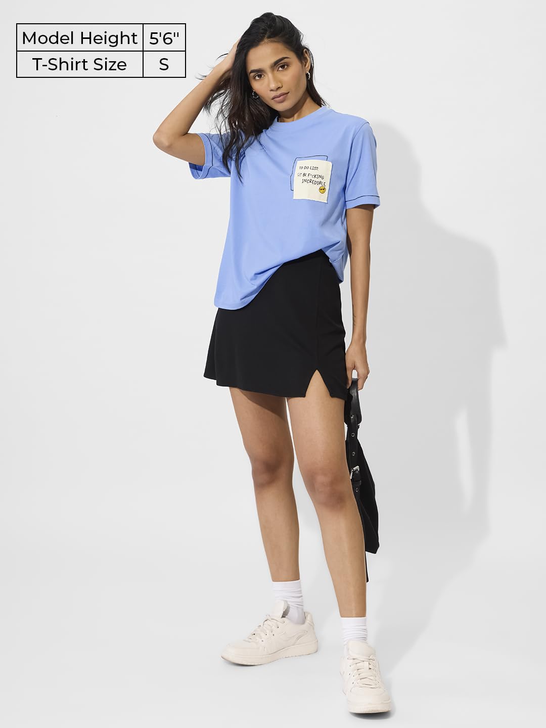 The Souled Store To Do List - Camiseta de manga corta para mujer y niña, cuello redondo, de algodón, con estampado gráfico azul, ajuste relajado