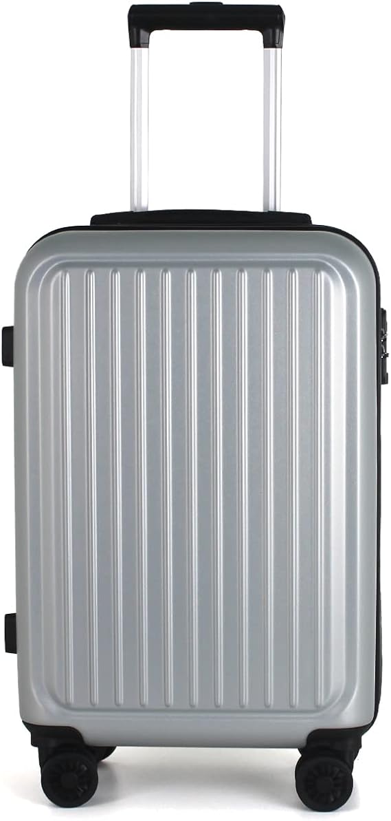 review GinzaTravel Bright Color ABS material TSA Combination Lock Spinner Wheels Carry-on 20inch suitcase (Silver)