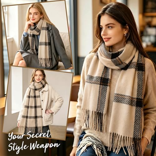 Image of Loritta Winter Scarf for Women, Long Plaid Shawl Wraps Scarves Gifts
