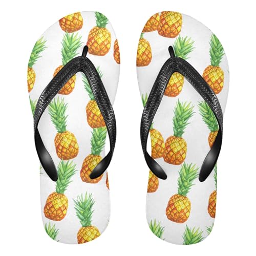Pineapple Fruit White Flip Flops for Beach Thong Sandals Anti-slip Lightweight Beach Shoes for Travel Summer Outdoor