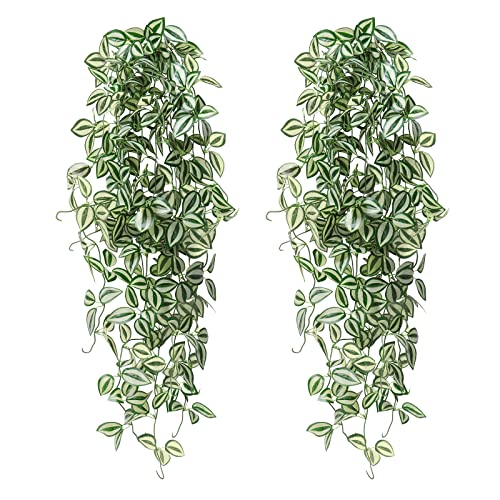 SOMYTING 2 Stück Hängepflanzen Künstliche Hängepflanzen Efeu Girlande Künstliche Grüne Girlande Rebe Kunststoff künstliche Pflanzen Hängekörbe für Hausgarten Wanddekoration Cover