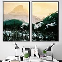 2 Piece Framed Canvas Wall Art Sunset and Trees Canvas Prints Home Artwork Decoration for Living Room,Bedroom - 16