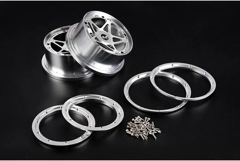 FLMLF CNC Metal Rear Wheel kit Five-Star Model 170x80mm Silver for 1/5 RV Rofun KM Hpi Baja 5b Ss Tire