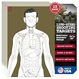 Range Day USA 25 Anatomic Life Size Silhouette Targets for Shooting Range, Firearm Target for Pistol, Rifle, Pellet, BB, Airsoft, and Handguns, 80 lb. Gloss Paper, 24” x 36”