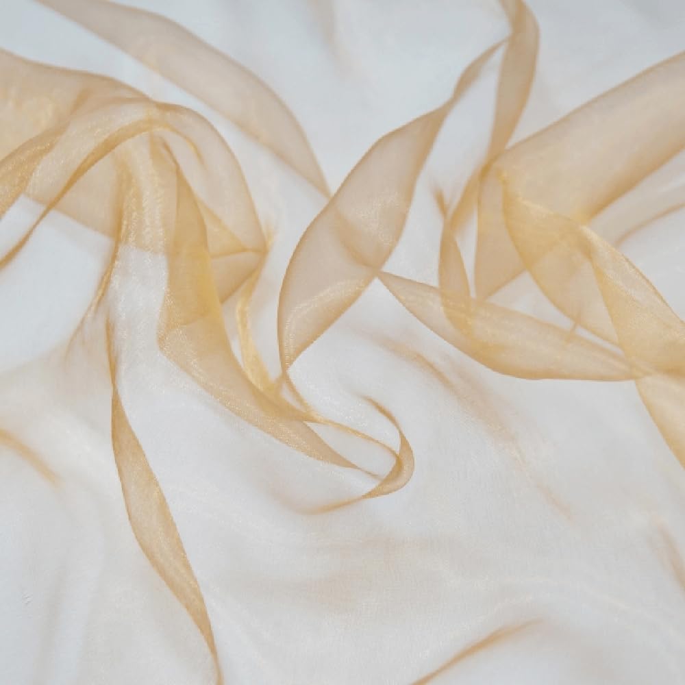 Organza Fabric Sheer Voile Drape Curtain Wedding Fabric 150cm Wide (Sold Per Metre) (Beige)