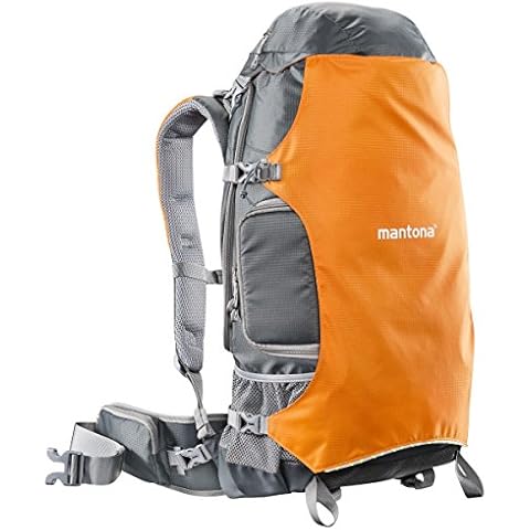 Mantona Kamerarucksack elementsPro 40 - Professioneller Outdoor-Kamerarucksack mit anpassbaren Innenfächer, viel Stauraum für Kamera und Zubehör, Laptop bis 14 Zoll, inkl. abnehmbarer Regenhülle Cover