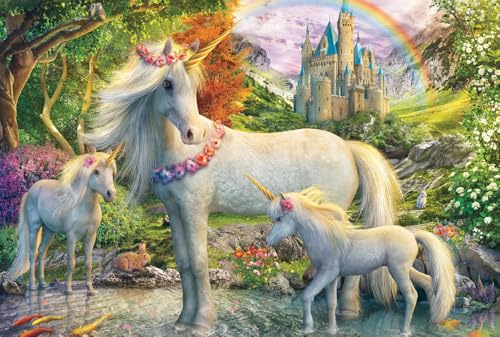 Schmidt 56540 Jument Licorne avec Deux poulains, Puzzle de 200 pièces