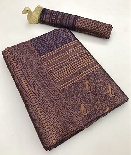 Image of ZECVA Women's Art Lichi Indian Traditional Style Silk Saree With Unstitched Blouse Piece