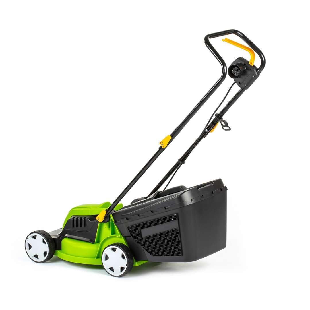 FIELDMANN FZR 2025-E - Cortacésped eléctrico (potencia de 1300 W, ancho de grabación de 32 cm, cesta de plástico de 30 l con indicador de llenado)