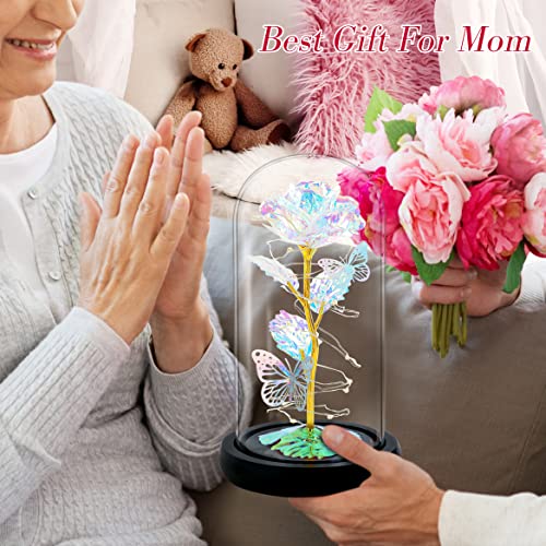 Mothers Day Rose Gifts For Mom, Romantic Birthday Gifts For Women,Glass Rose Flower Gifts From Daughter,Colorful Artificial Flower Rose Gifts For Her,Unique Gifts For Women,Girlfriend,Anniversary #TOP4