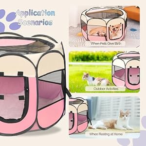 Pet Cat Whelping Playpen for Indoor Cats Enclosed – Whelping Pen with Pet Cooling Mat and Pet Blanket, Portable Foldable Dog Playpen for Small Dogs and Cats, Bunny