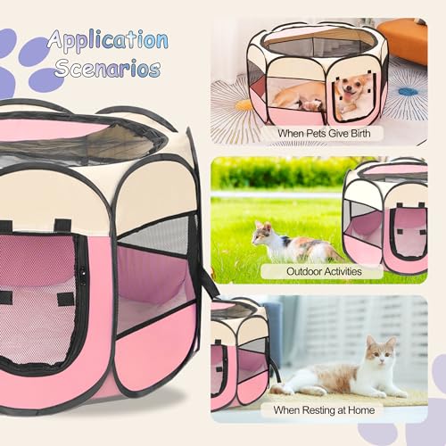 Pet Cat Whelping Playpen for Indoor Cats Enclosed – Whelping Pen with Pet Cooling Mat and Pet Blanket, Portable Foldable Dog Playpen for Small Dogs and Cats, Bunny Pet Cat Whelping Playpen for Indoor Cats Enclosed – Whelping Pen with Pet Cooling Mat and Pet Blanket, Portable Foldable Dog Playpen for Small Dogs and Cats, Bunny