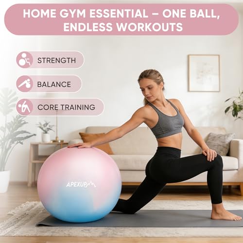 Image of APEXUP Yoga Ball, 660 lbs Anti-Burst Exercise Ball with Pump, 5 Sizes