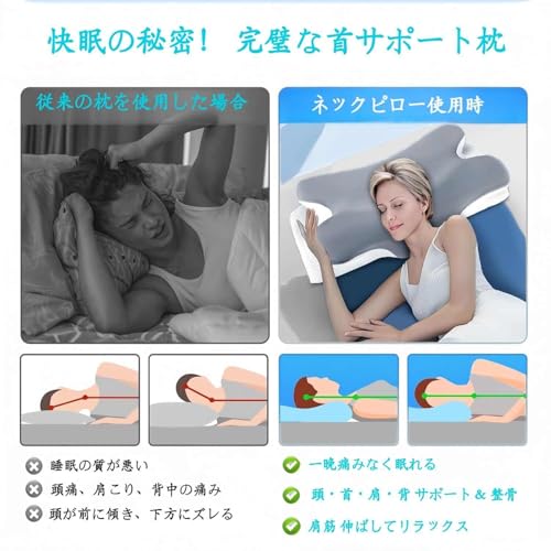VBXBKC 枕 首が痛くならない 安眠 まくら 低反発枕 安眠枕 快眠枕 頭・首・肩を支える 肩がラク よく眠れる 中空設計 腕サポート 仰向け寝 横向き寝 うつぶせ寝 低め・高め二段階高さ調整可 pillow 通気性 洗える枕カバー カバー洗濯可 父の日/母の日 誕生日/クリスマス プレゼント グレー [4]