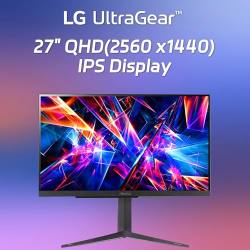 Image of LG 27 inch Gaming Monitor, QHD 1440p IPS Display, 240Hz, 1ms (GtG), 16:9, VESA DisplayHDR 400, NVIDIA G-Sync Compatible, AMD FreeSync Premium, HDMI 2.1, DisplayPort 1.4, USB-A, Height /Tilt /Pivot Stand