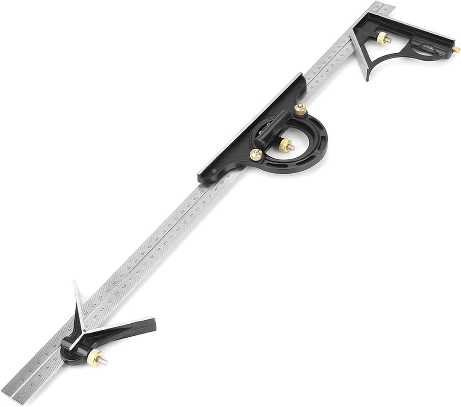 Right Angle Ruler Combination Adjustable 23.6 Inch Metal Measuring Tool for Engineers with Head