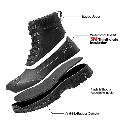 NORTIV 8 Mens Winter Boots Lightweight Casual Waterproof Slip Resistance Work Boot2